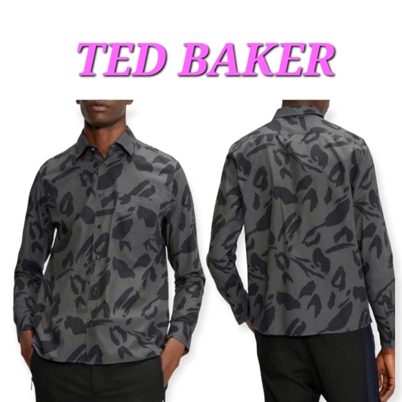 TED BAKER LONDON Karpas Animal Print Button-Up Shirt Plus Size